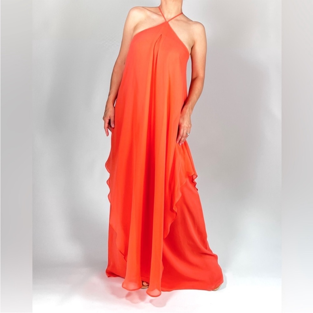 Trina Turk Deress Silk Gown, Vibrant Orange Dress, NWT, 10